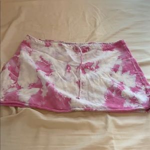Tie-Dyed Drawstring Mini Skirt